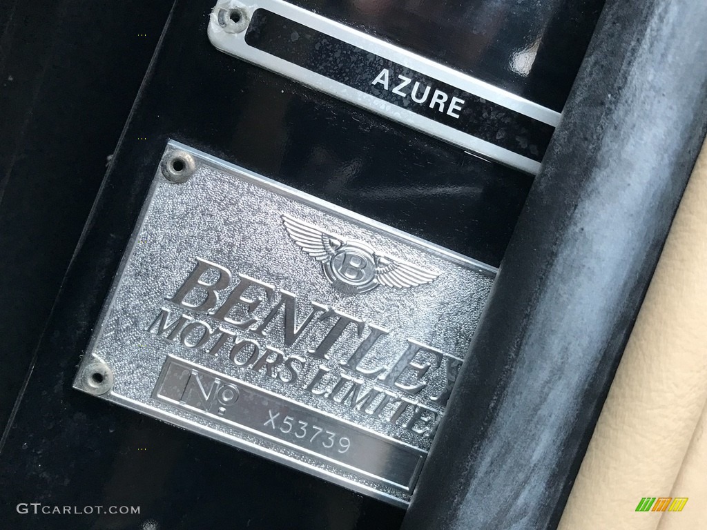 1996 Bentley Azure Standard Azure Model Info Tag Photo #138637986
