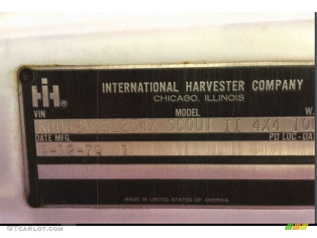 1980 International Scout II 4x4 Info Tag Photos