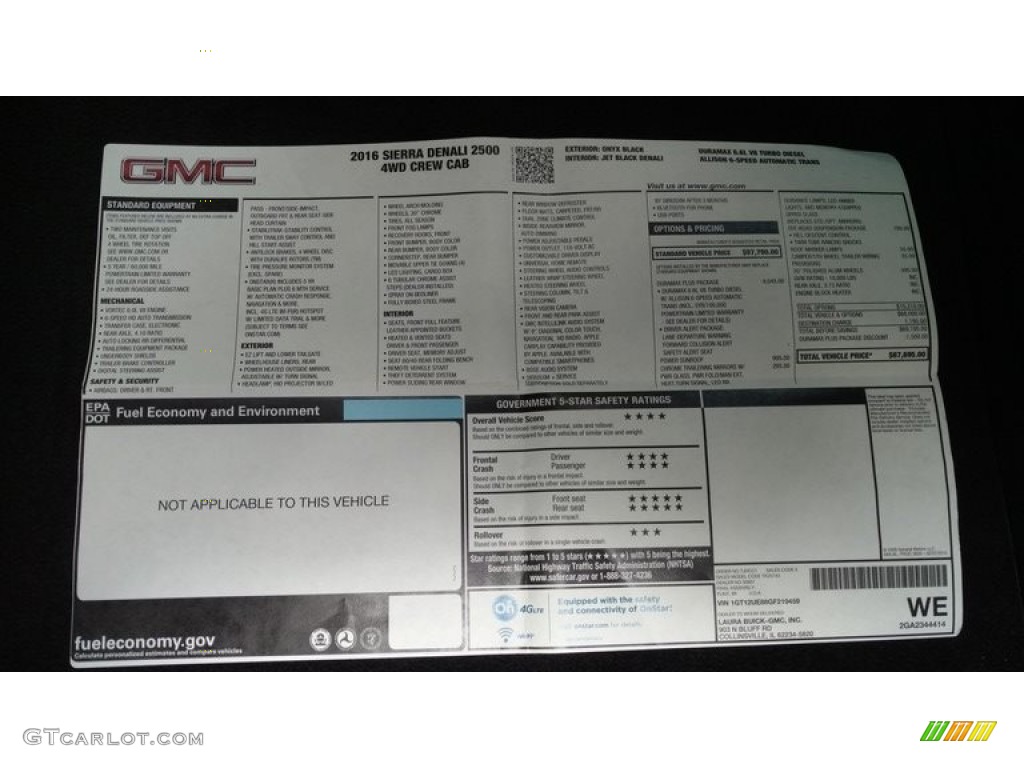 2016 GMC Sierra 2500HD Denali Crew Cab 4x4 Window Sticker Photo #138647016