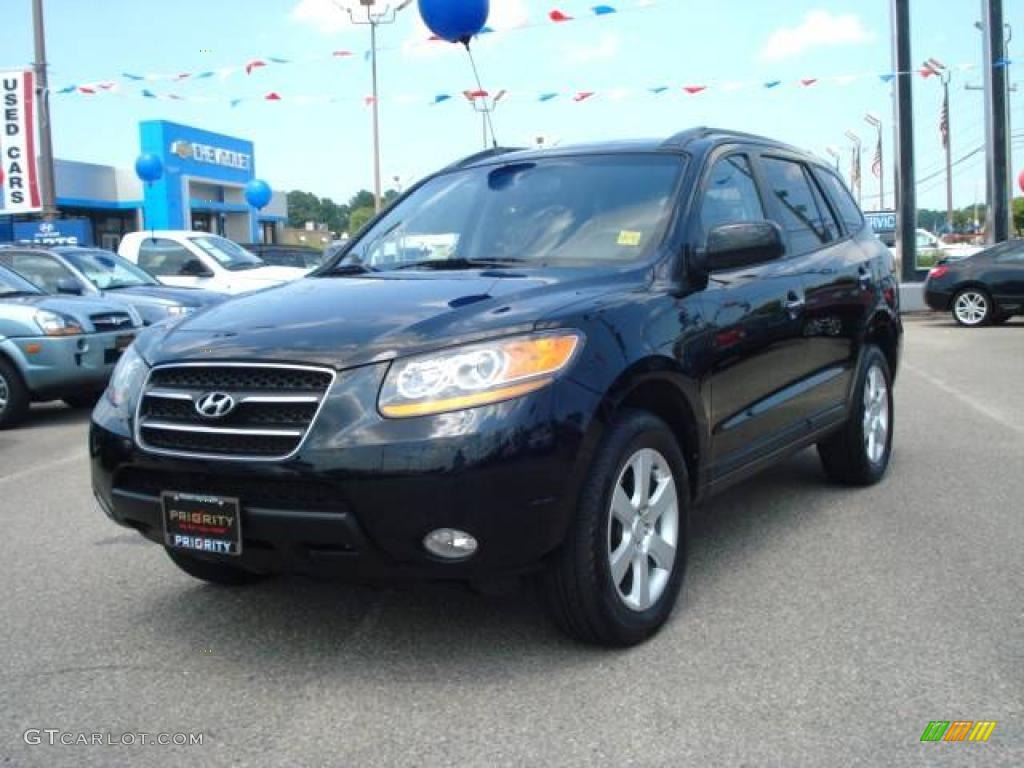 2008 Santa Fe Limited 4WD - Ebony Black / Black photo #1