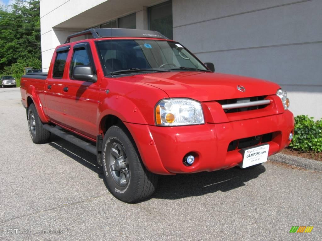 2004 Frontier XE V6 Crew Cab 4x4 - Aztec Red / Gray photo #1