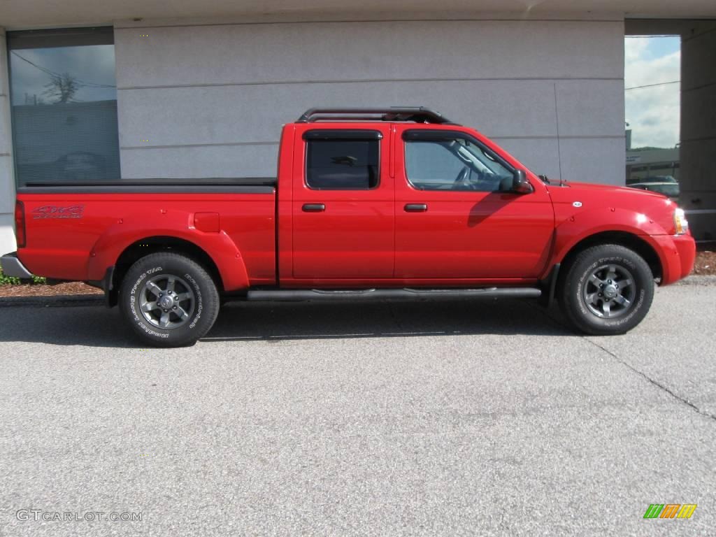 2004 Frontier XE V6 Crew Cab 4x4 - Aztec Red / Gray photo #2