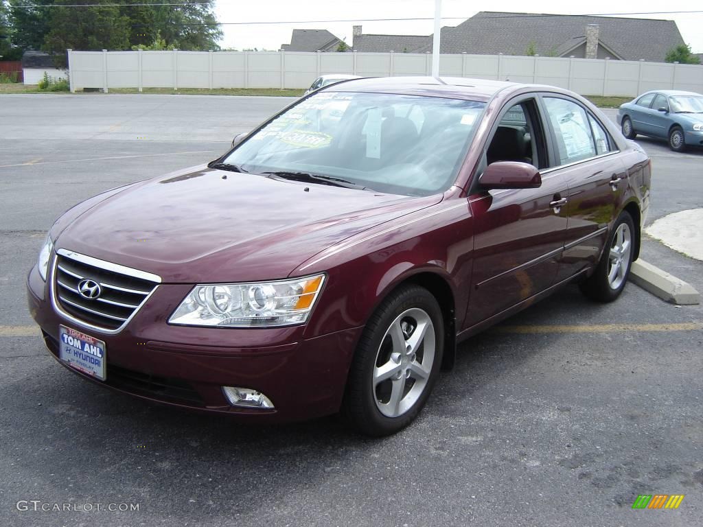 2009 Sonata SE V6 - Dark Cherry Red / Gray photo #3