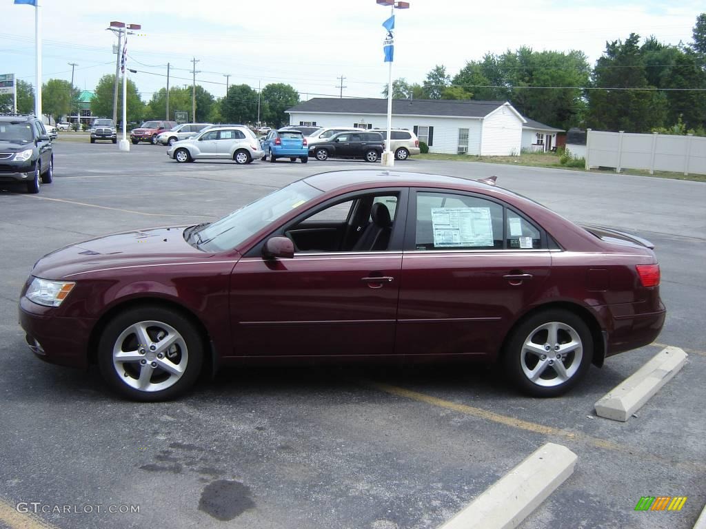 2009 Sonata SE V6 - Dark Cherry Red / Gray photo #4