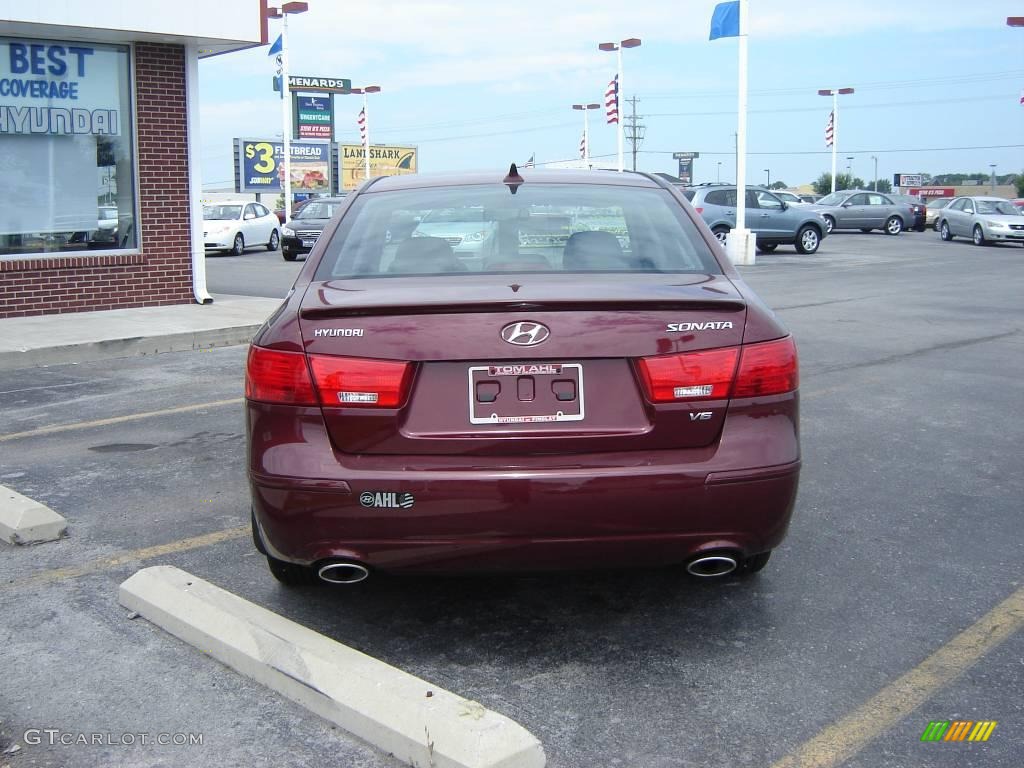 2009 Sonata SE V6 - Dark Cherry Red / Gray photo #6