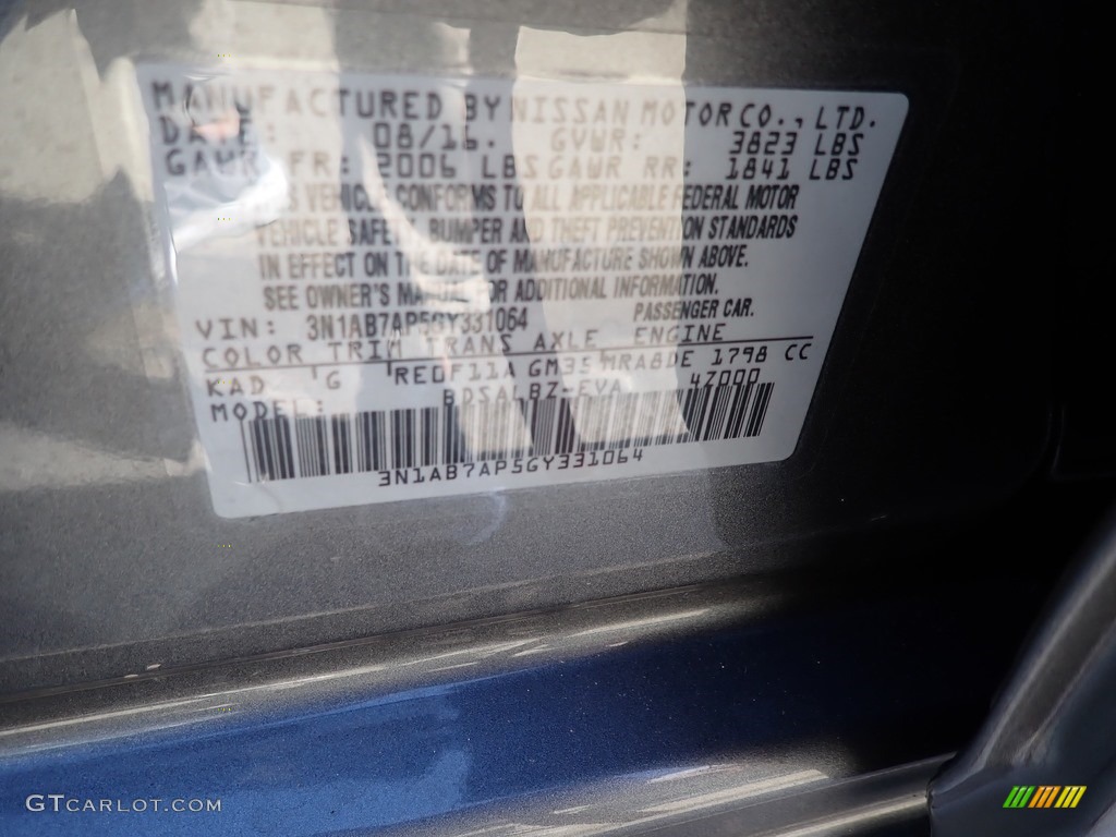 2016 Sentra Color Code KAD for Gun Metallic Photo #138659385