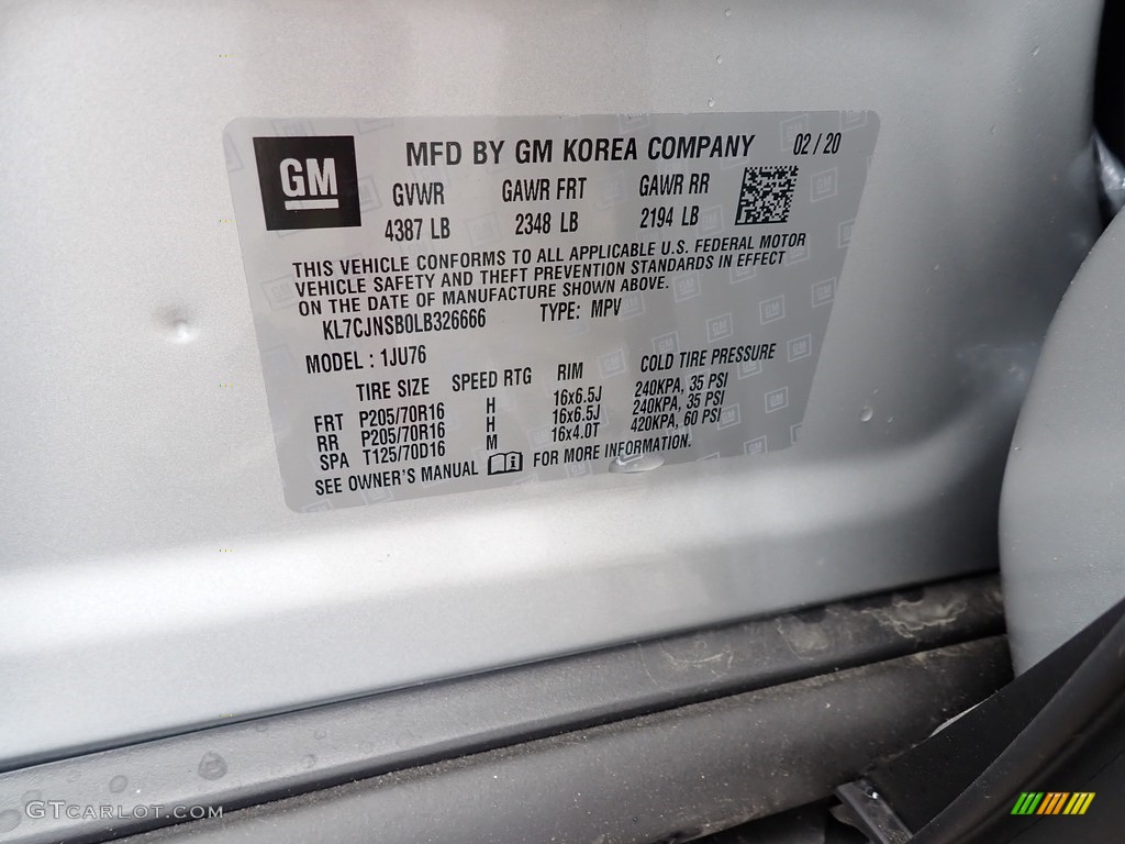 2020 Trax LS AWD - Silver Ice Metallic / Jet Black photo #16