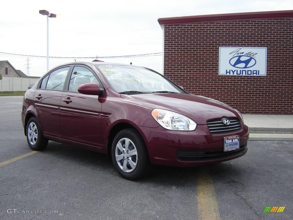 2009 Accent GLS 4 Door - Wine Red / Gray photo #1