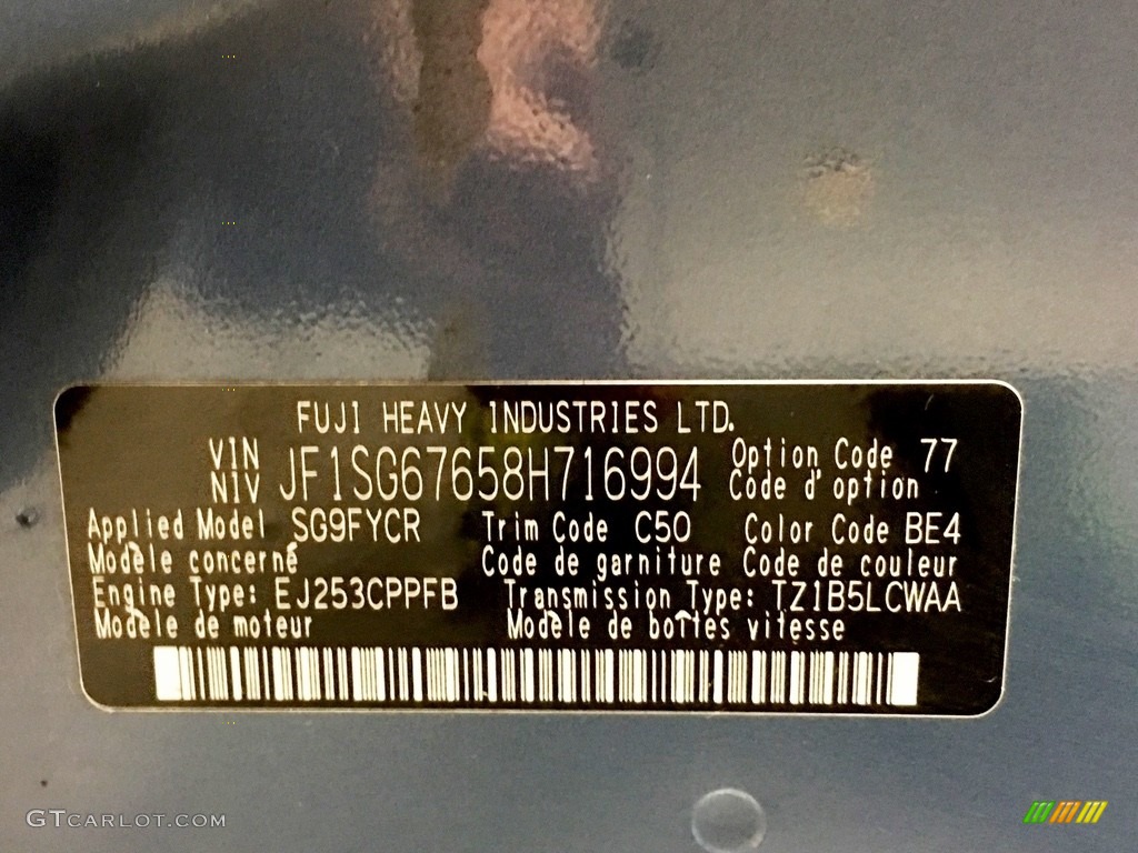 2008 Subaru Forester 2.5 X L.L.Bean Edition Color Code Photos