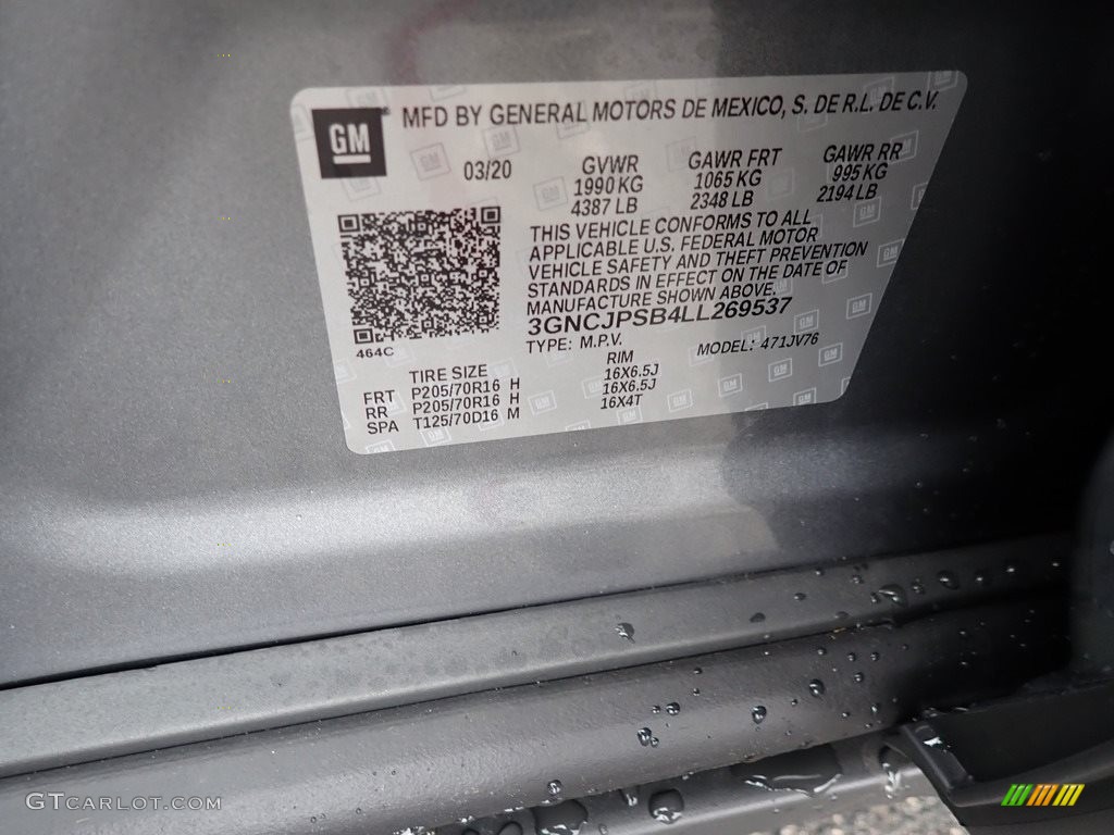 2020 Trax LT AWD - Satin Steel Metallic / Jet Black photo #16