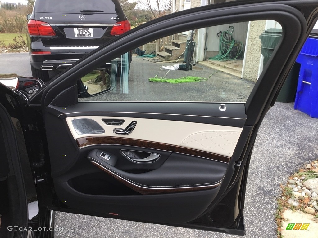 2015 Mercedes-Benz S 550 4Matic Sedan Porcelain/Black Door Panel Photo #138678366