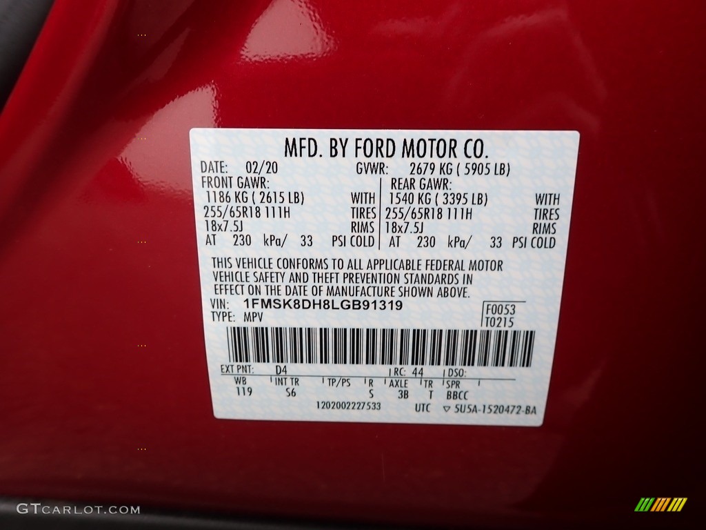2020 Explorer XLT 4WD - Rapid Red Metallic / Ebony photo #11