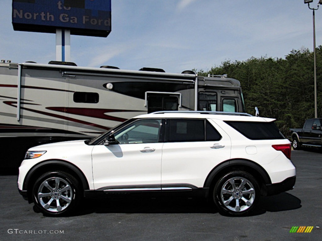 2020 Explorer Platinum 4WD - Star White Metallic Tri-Coat / Sandstone photo #2