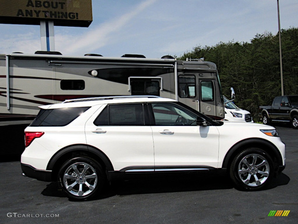 2020 Explorer Platinum 4WD - Star White Metallic Tri-Coat / Sandstone photo #6