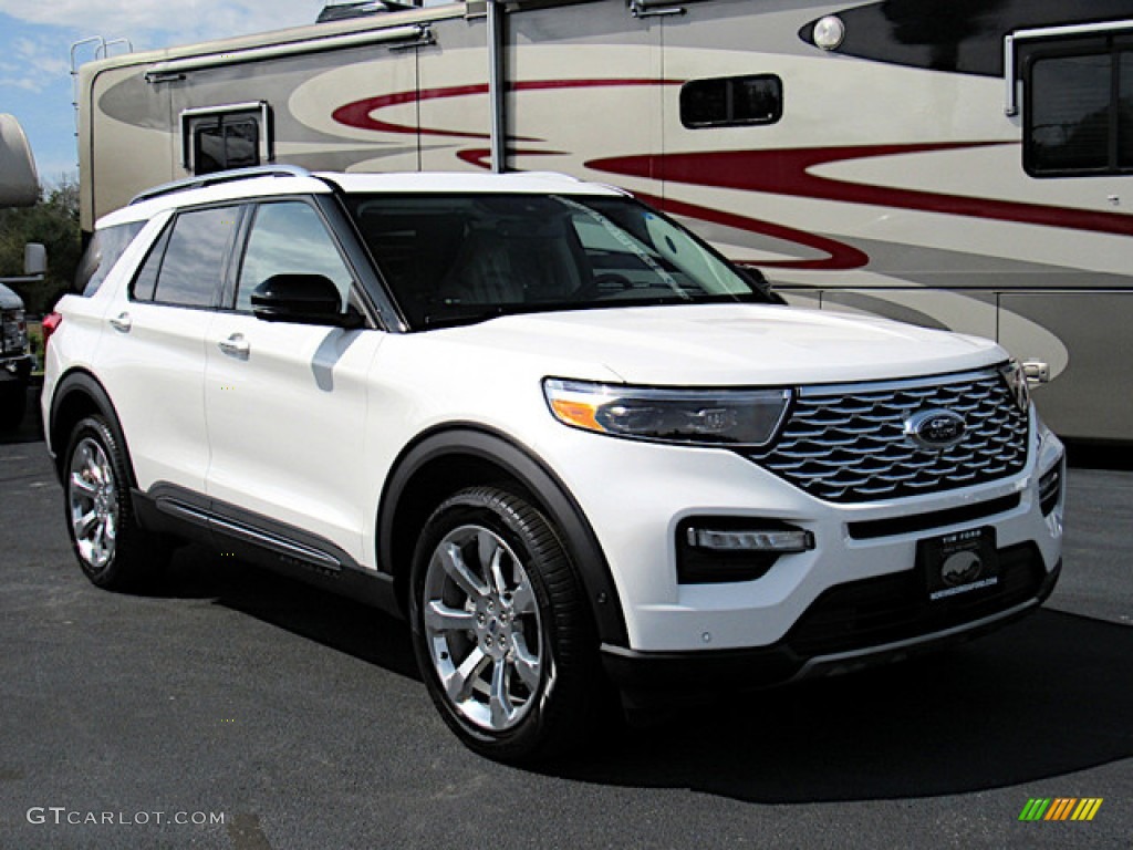 2020 Explorer Platinum 4WD - Star White Metallic Tri-Coat / Sandstone photo #7