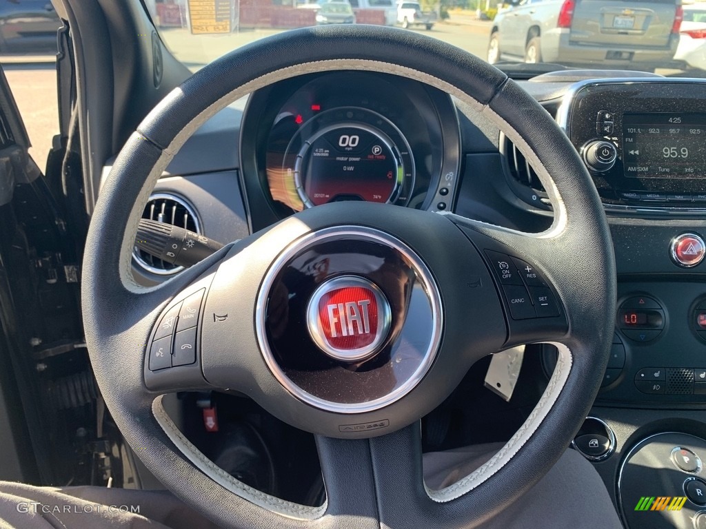 2017 Fiat 500e All Electric Black Steering Wheel Photo #138701950