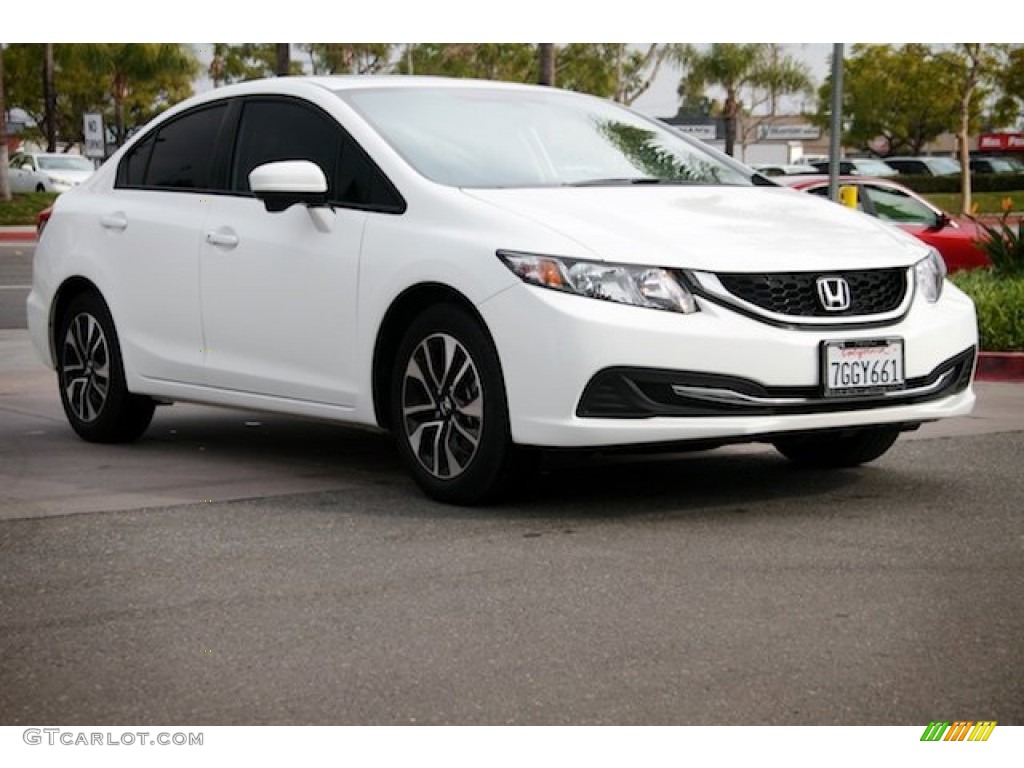2014 Civic EX Sedan - Taffeta White / Beige photo #1