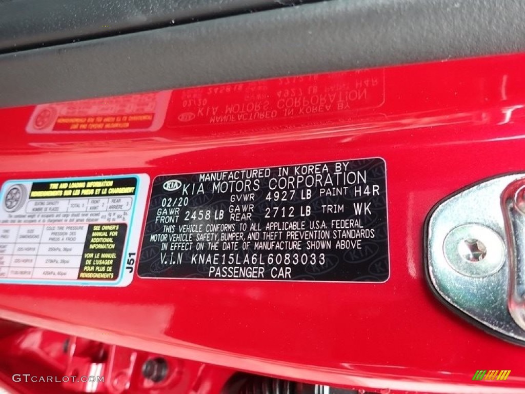 2020 Kia Stinger GT-Line Color Code Photos