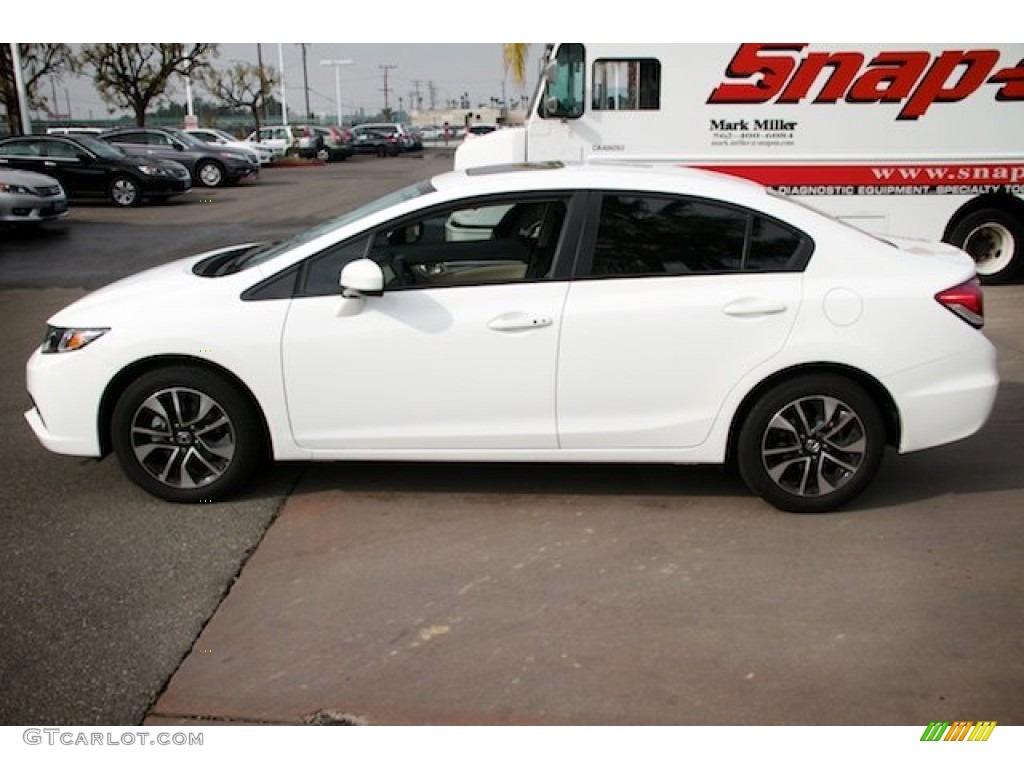 2014 Civic EX Sedan - Taffeta White / Beige photo #9