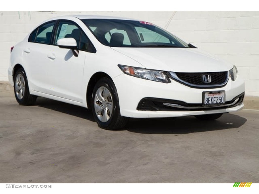 2014 Civic LX Sedan - Taffeta White / Beige photo #1