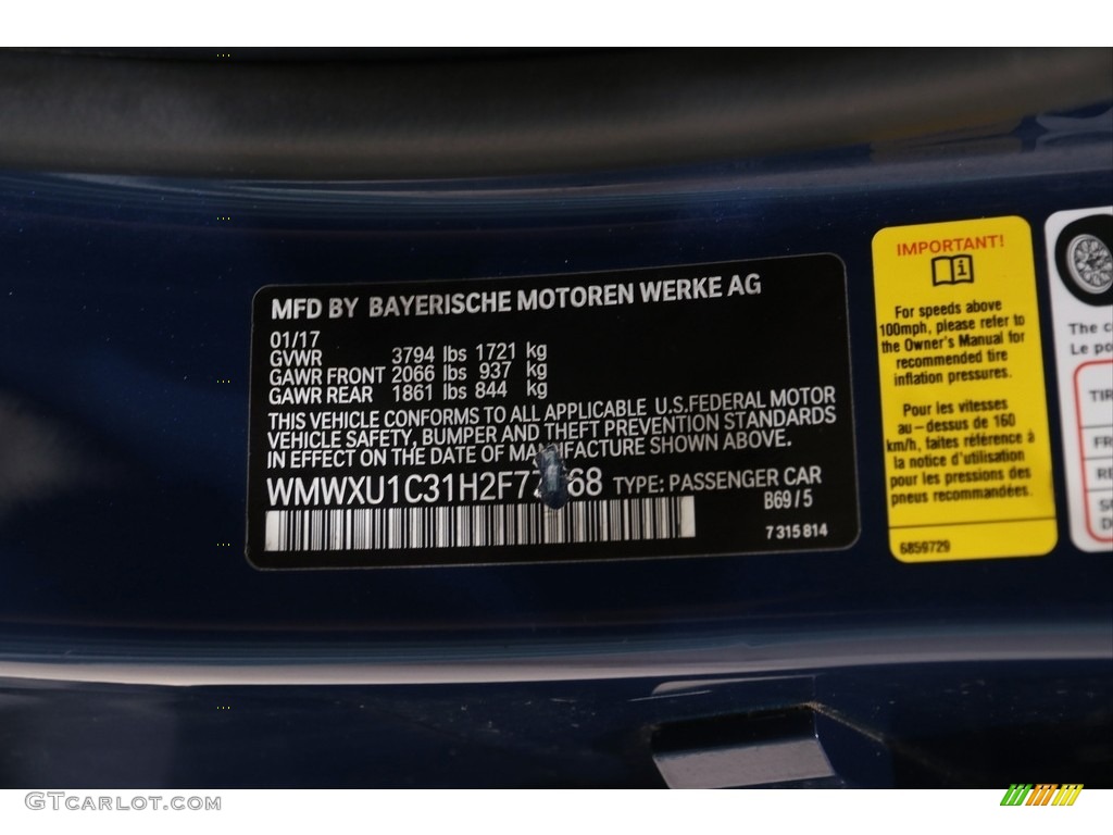 2017 Hardtop Cooper 4 Door - Deep Blue Metallic / Carbon Black photo #23