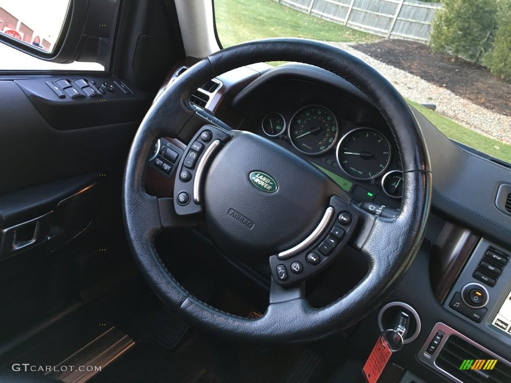 2008 Land Rover Range Rover V8 HSE Jet Black Steering Wheel Photo #138713271