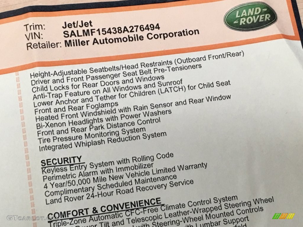 2008 Land Rover Range Rover V8 HSE Window Sticker Photo #138713952