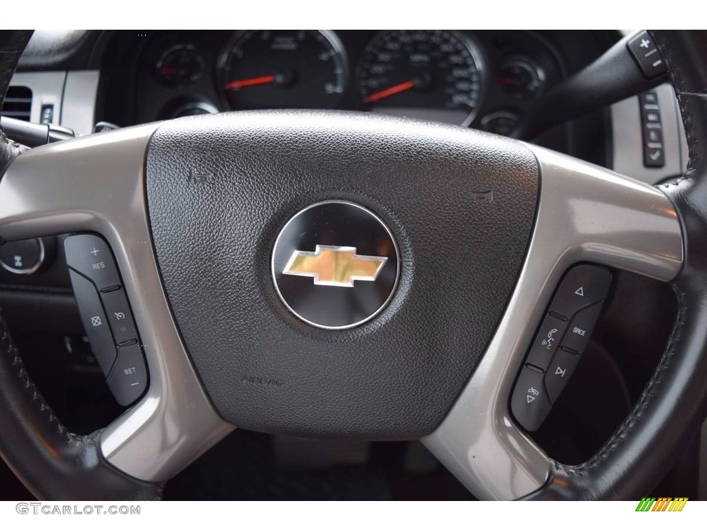 2013 Chevrolet Silverado 3500HD LTZ Crew Cab 4x4 Dually Ebony Steering Wheel Photo #138715404
