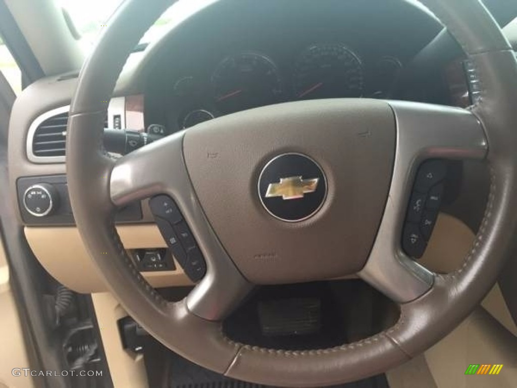 2014 Chevrolet Silverado 2500HD LTZ Crew Cab 4x4 Dark Cashmere/Light Cashmere Steering Wheel Photo #138718068