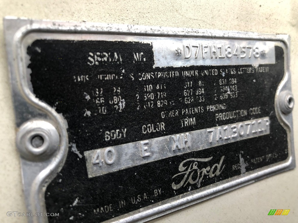 1957 Ford Thunderbird Standard Thunderbird Model Color Code Photos