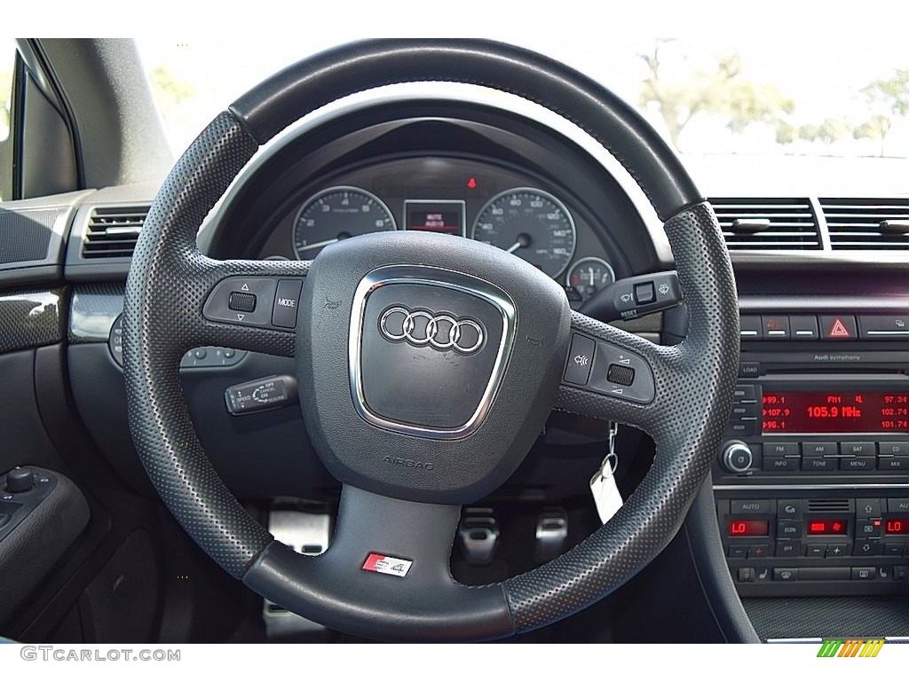 2008 Audi S4 4.2 quattro Sedan Black/Black Steering Wheel Photo #138733911