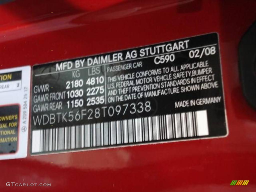 2008 CLK Color Code 590 for Mars Red Photo #13873763