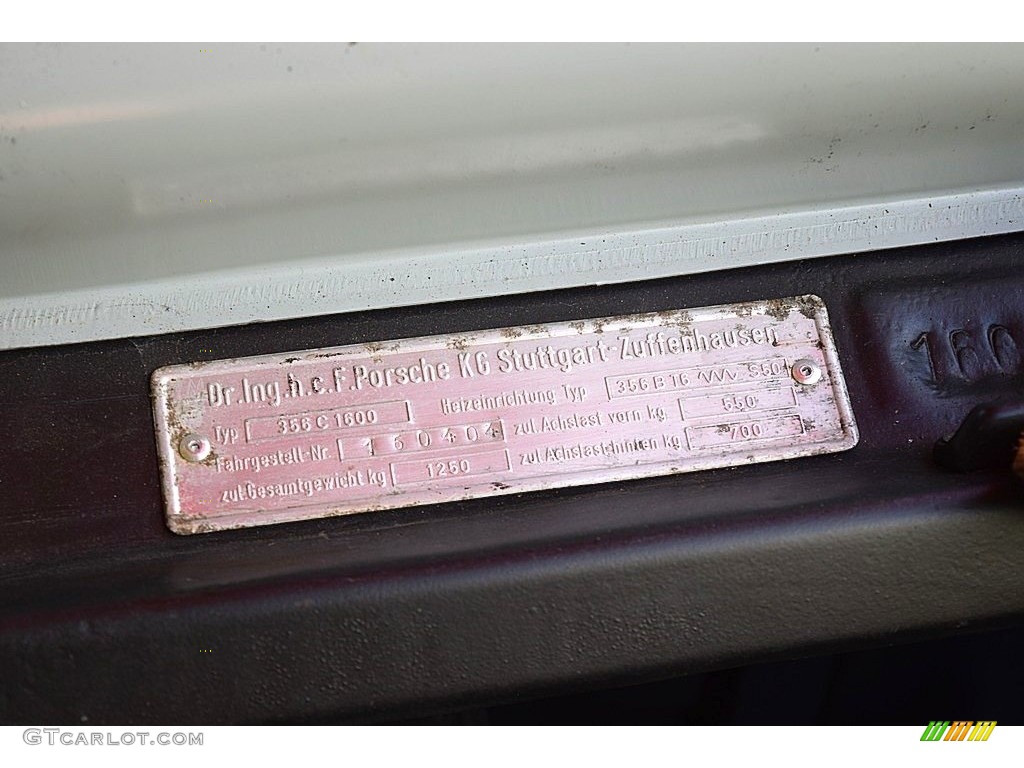 1964 Porsche 356 SC Convertible Info Tag Photo #138738390