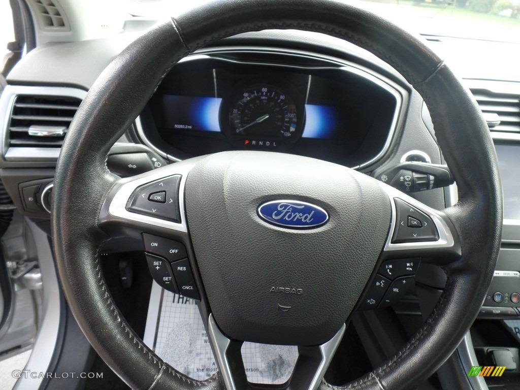2016 Ford Fusion Energi Titanium Charcoal Black Steering Wheel Photo #138742677