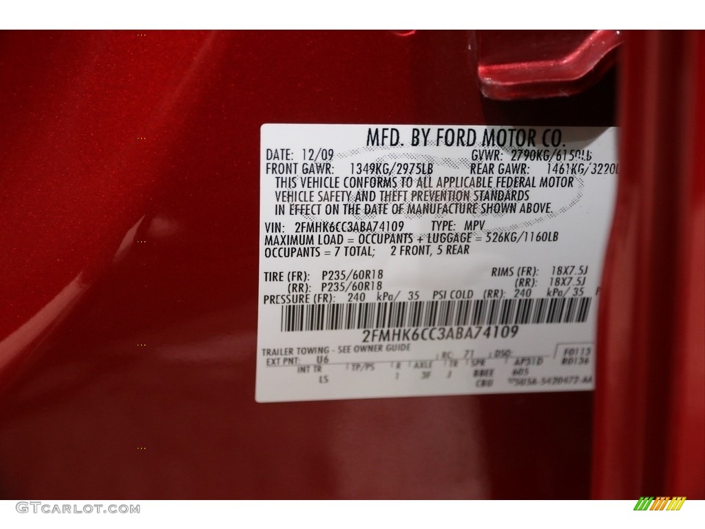 2010 Flex SEL AWD - Red Candy Metallic / Charcoal Black photo #19