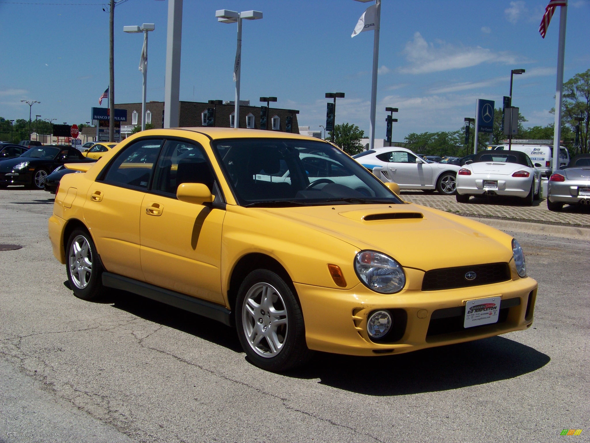 2003 Impreza WRX Sedan - Sonic Yellow / Grey/Blue photo #3