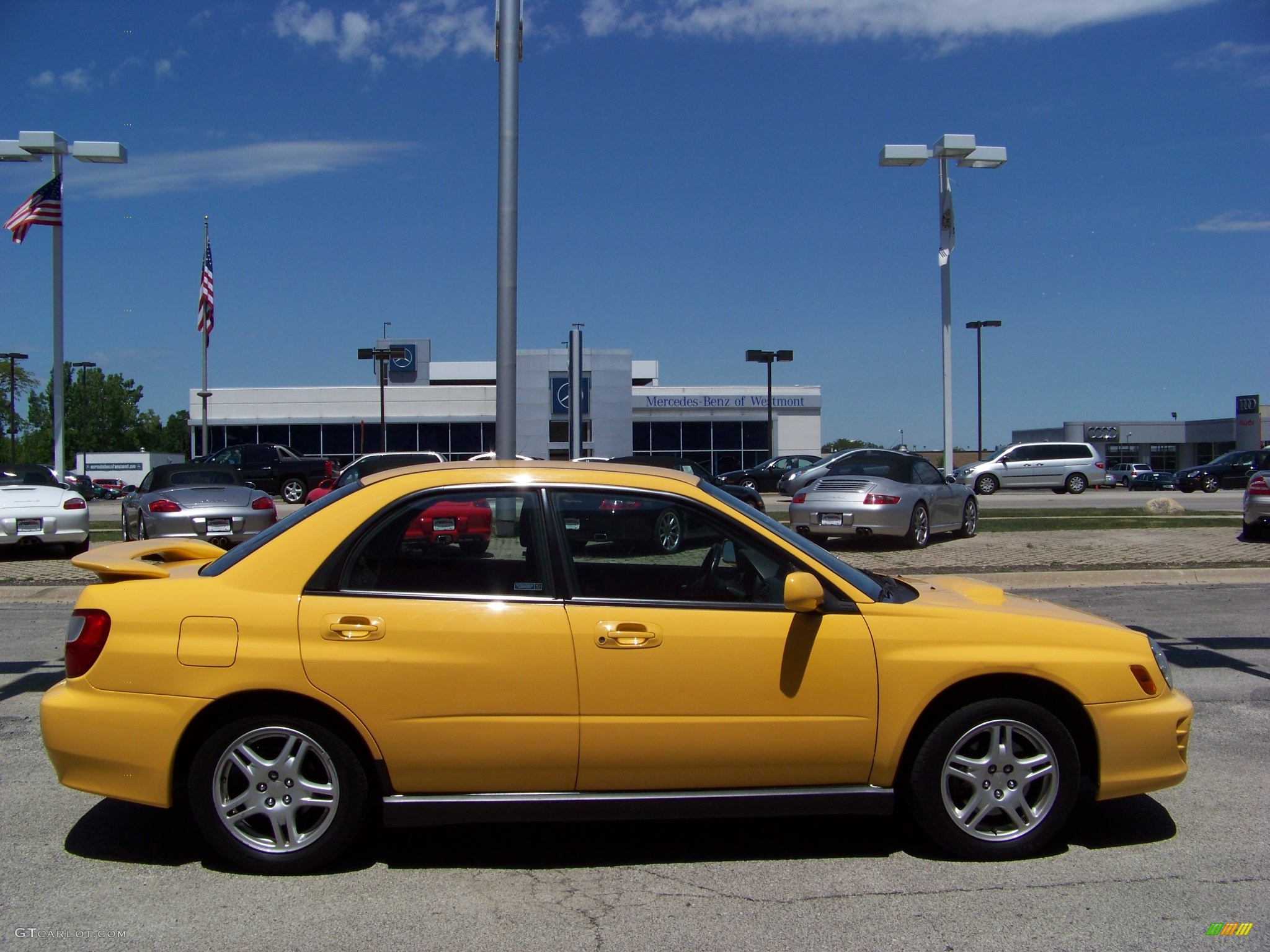 2003 Impreza WRX Sedan - Sonic Yellow / Grey/Blue photo #4