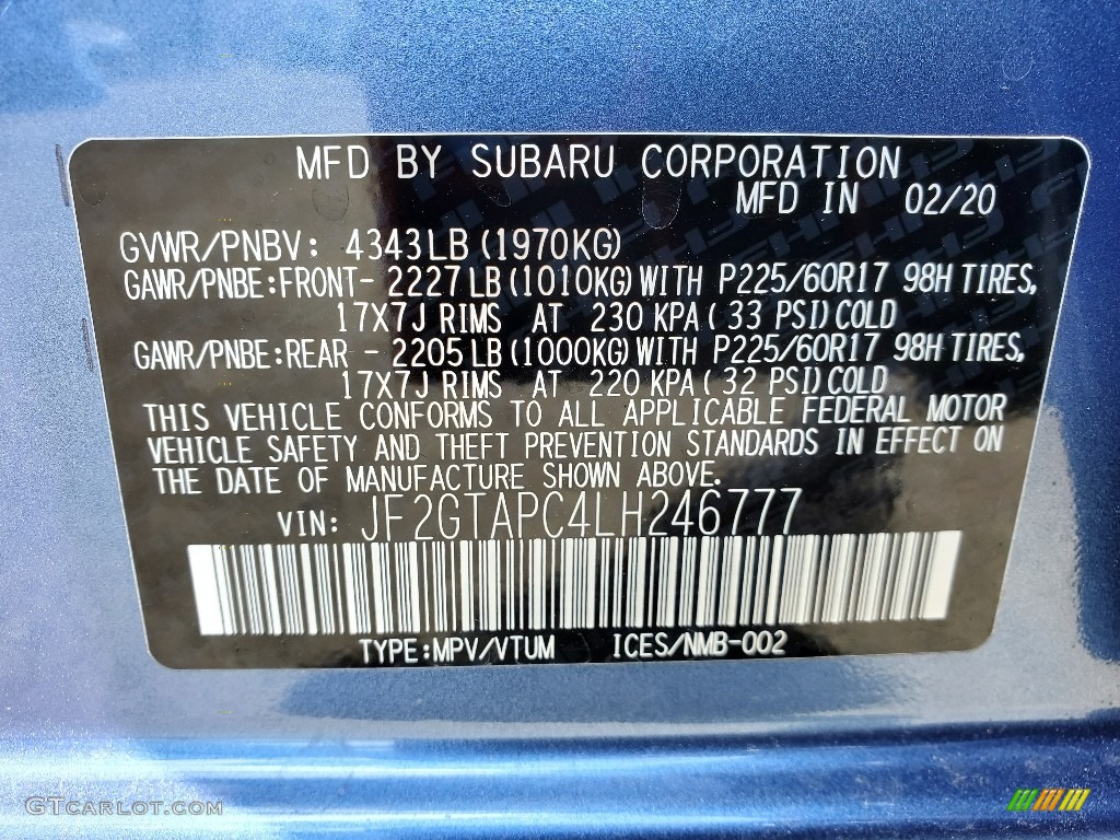 2020 Crosstrek 2.0 Premium - Quartz Blue Pearl / Gray photo #9
