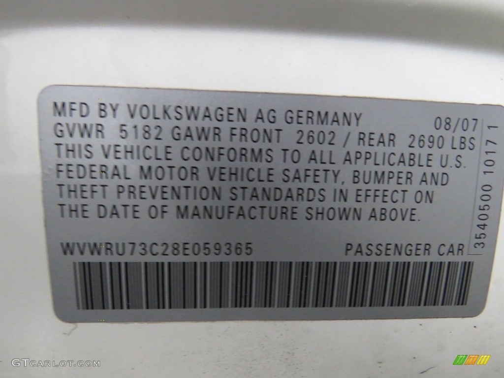 2008 Passat VR6 4Motion Wagon - Candy White / Black photo #33