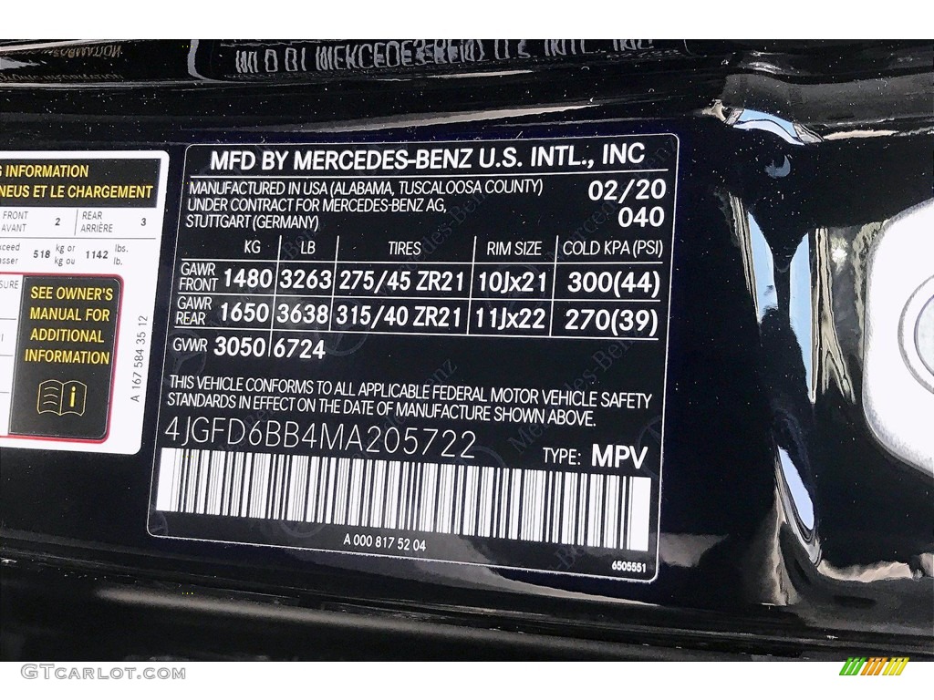 2021 GLE Color Code 040 for Black Photo #138771735