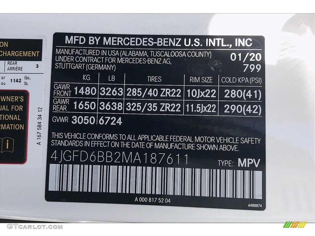 2021 GLE Color Code 799 for designo Diamond White Metallic Photo #138771886