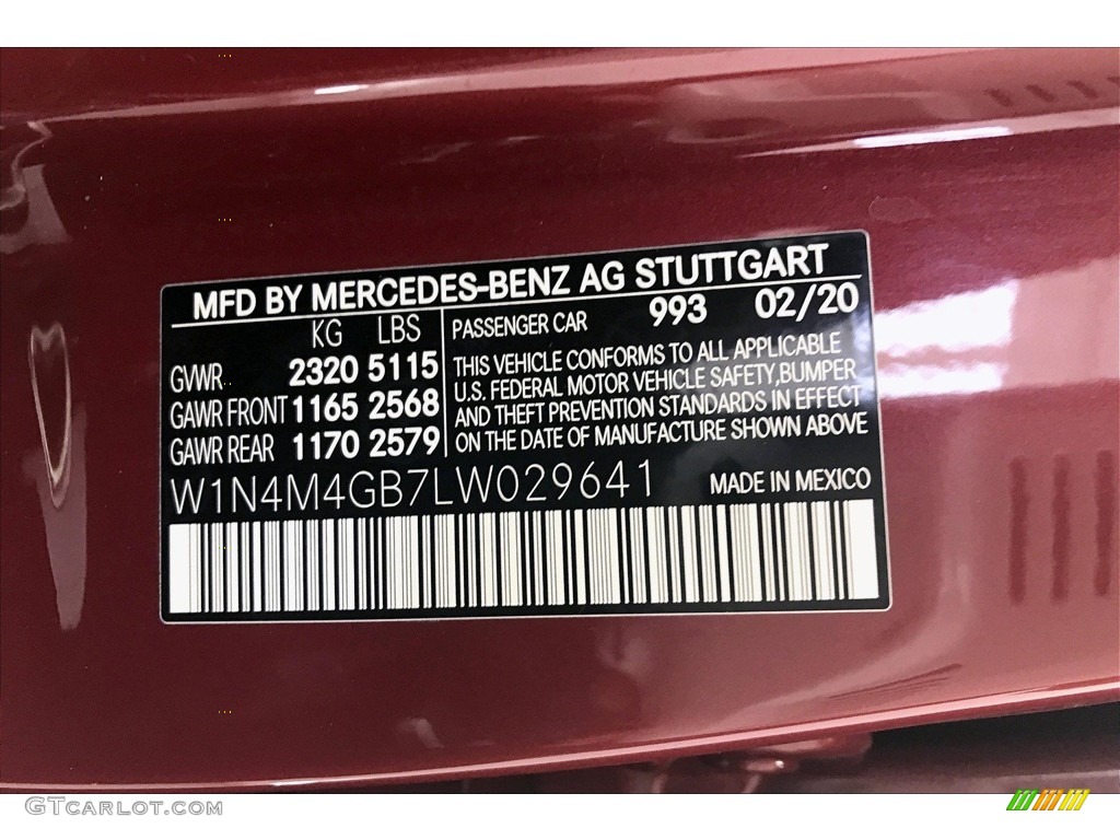 2020 GLB Color Code 993 for Patagonia Red Metallic Photo #138773484
