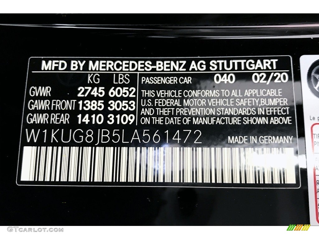 2020 Mercedes-Benz S 63 AMG 4Matic Sedan Color Code Photos