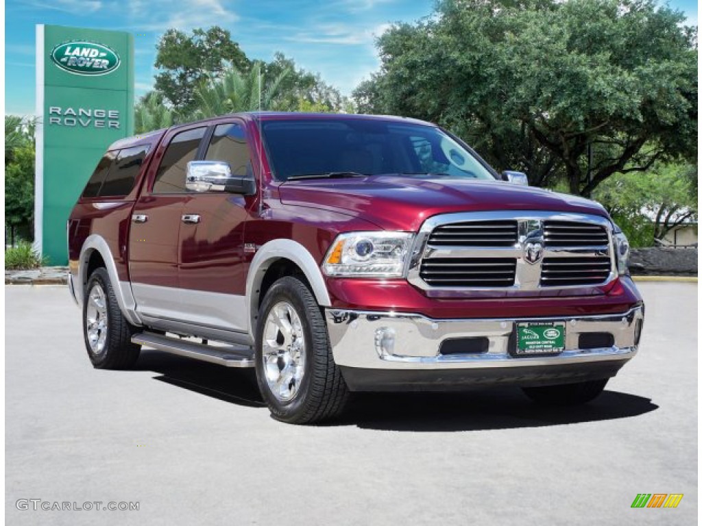 2018 1500 Laramie Crew Cab 4x4 - Delmonico Red Pearl / Canyon Brown/Light Frost Beige photo #2