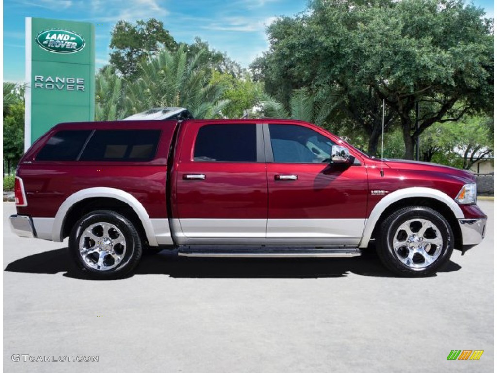 2018 1500 Laramie Crew Cab 4x4 - Delmonico Red Pearl / Canyon Brown/Light Frost Beige photo #3