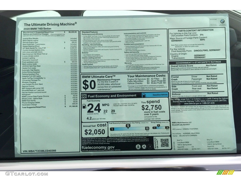 2020 7 Series 740i Sedan - Imperial Blue Metallic / Black photo #10