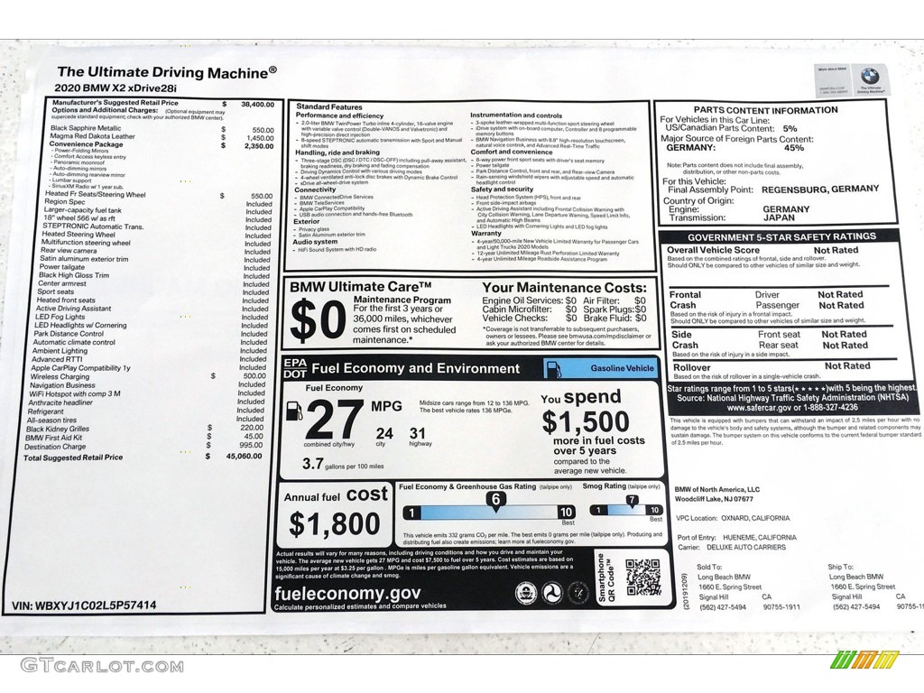 2020 X2 xDrive28i - Black Sapphire Metallic / Magma Red photo #10