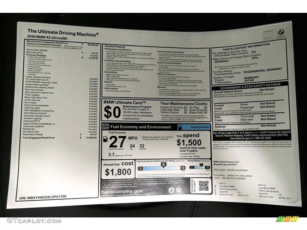 2020 X2 sDrive28i - Glacier Silver Metallic / Black photo #10