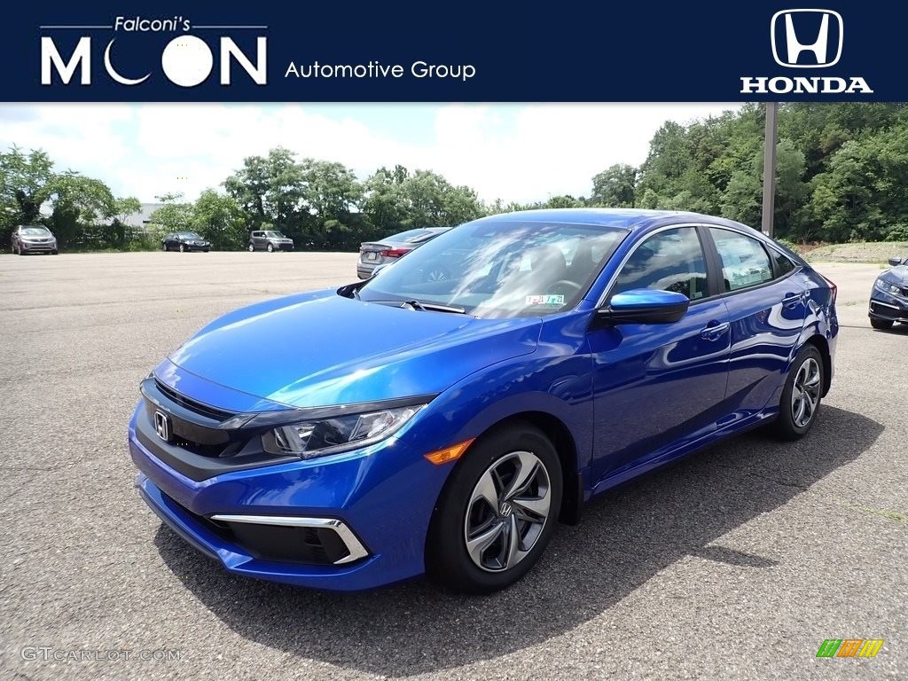 2020 Civic LX Sedan - Aegean Blue Metallic / Black photo #1