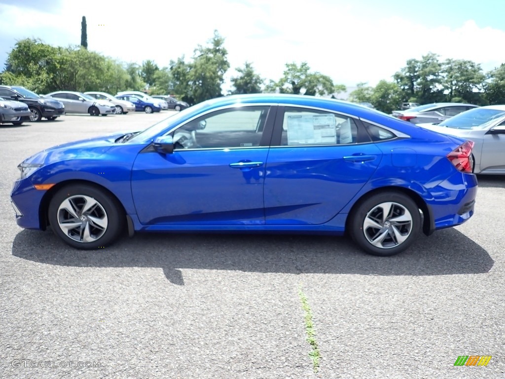 2020 Civic LX Sedan - Aegean Blue Metallic / Black photo #3
